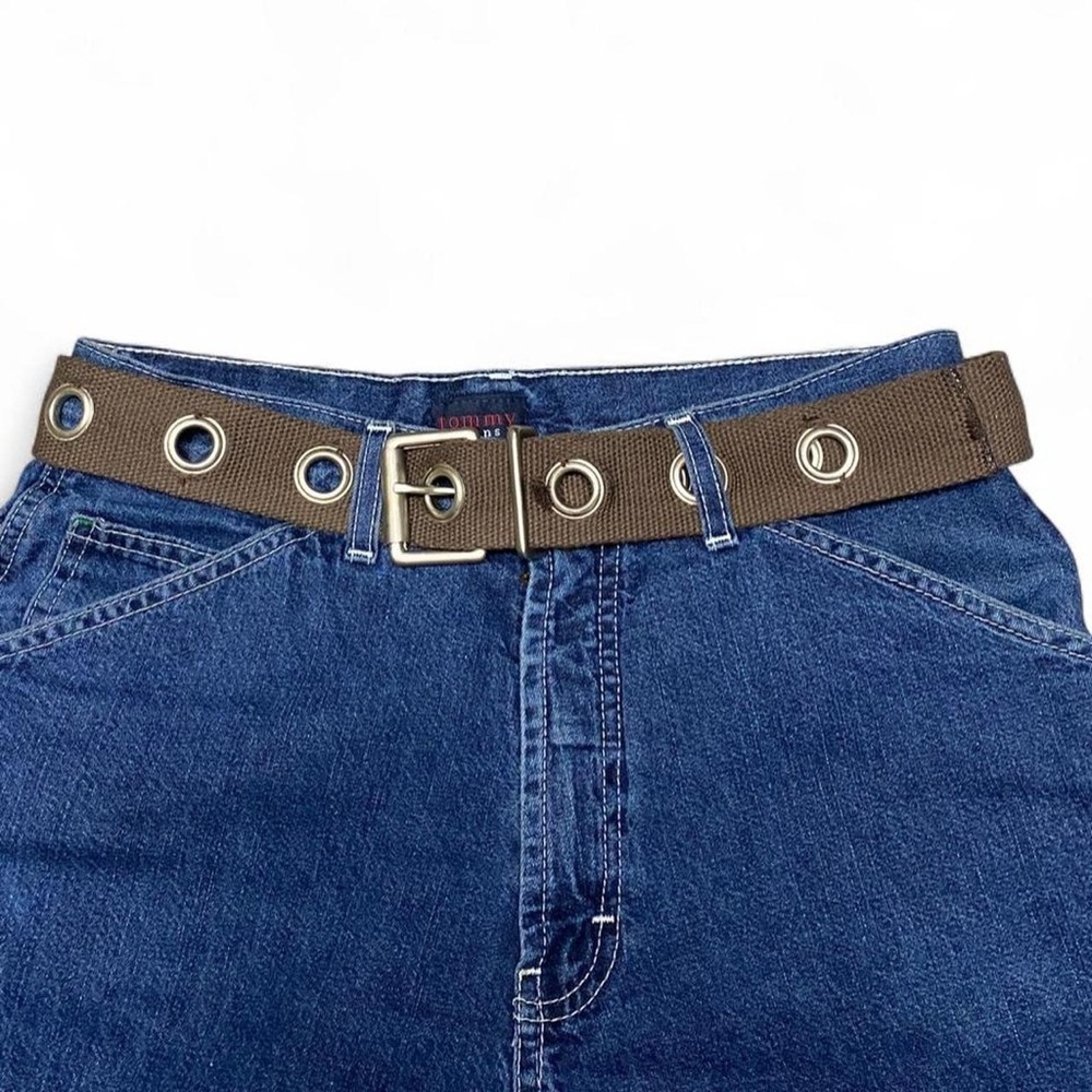 Y2K‎ canvas multi ring brown and silver belt